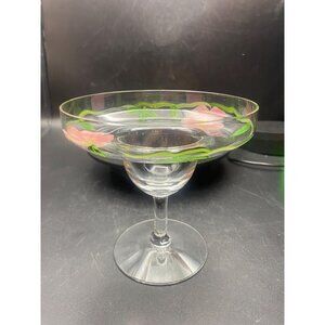 Handpainted Margarita Glasses Desert Rose Look Set of 4